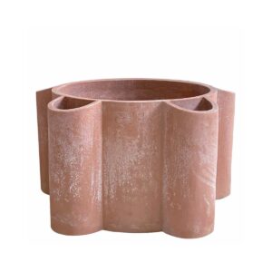 Designový květináč YDRA FIORE s okvětními lístky a vodní rezervou z terakoty