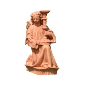 terakotová socha anděla se svícnem