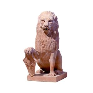 Terakotová socha lva se znakem