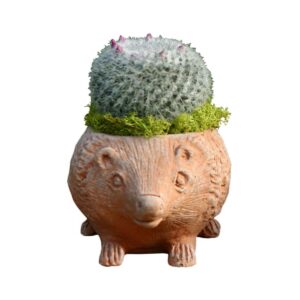 terakotový květináč ve tvaru ježka ruční výroba