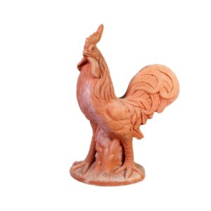terakotová socha kohouta ručně vyráběná zahradní dekorace