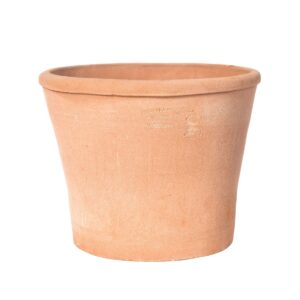 Minimalistický terakotový květináč z Imprunety s klasickým kónickým tvarem