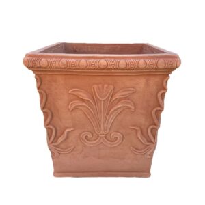 Terakotový květinový box Tropicale s reliéfním dekorem