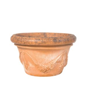 zdobený terakotový květináč impruneta s ornamentem