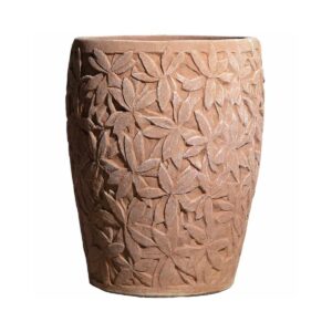 Terakotový obal na květináč Alloro s motivem listů