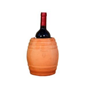 Terakotový stojan na víno ve tvaru sudu